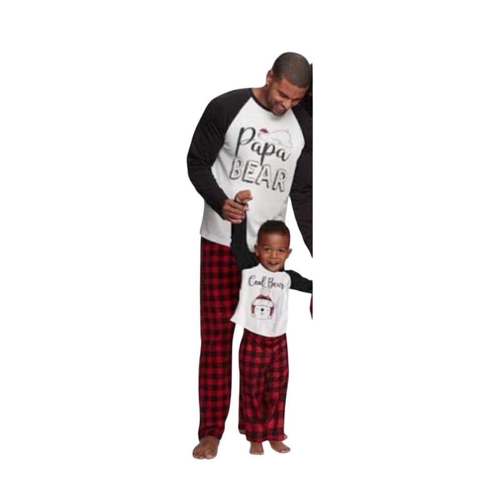 Cuddl Duds Mens Papa Bear Pajama Set Red Black Buffalo Plaid L. NWT
